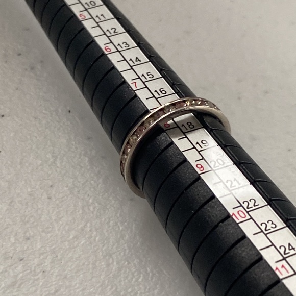 Pink & White Cubic Zirconia Sterling Silver Eternity Ring - Picture 3 of 9